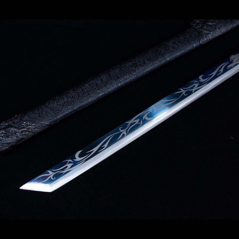 Handmade Chinese Azure Nature & Ocean Wave Tang Dao Sword 
