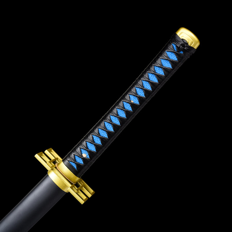 T10 Steel Black Demon Slayer Muichiro Baby Bule Katana Sword Clay Tempered 