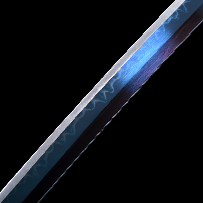 T10 Steel Black Demon Slayer Muichiro Baby Bule Katana Sword Clay Tempered 