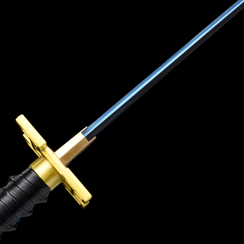 T10 Steel Black Demon Slayer Muichiro Baby Bule Katana Sword Clay Tempered 