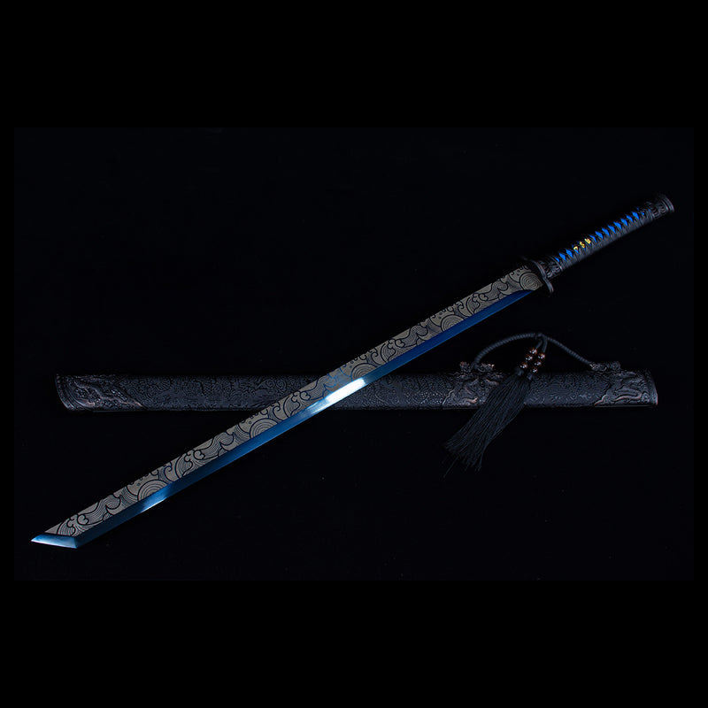 Handmade Chinese Azure Nature & Ocean Wave Tang Dao Sword 