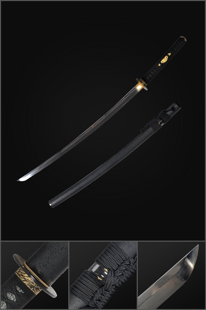 Hand Forged Japanese Samurai Katana Sword Honsanmai 1095 Steel+Folded Steel Full Tang 