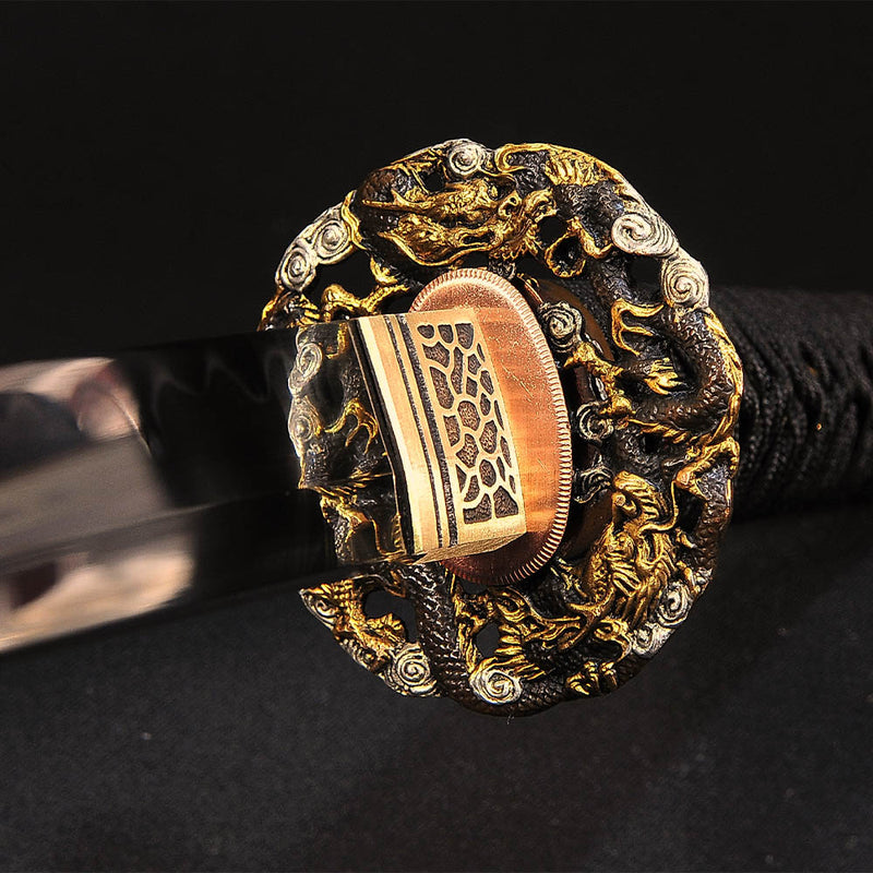 Handgeschmiedetes japanisches Samurai-Schwert aus Ton gehärtetes Katana mit Kozuka-Muschel-Saya - COOLKATANA 