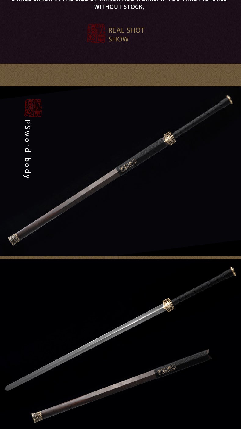 Handmade Chinese Sword Hanfeng Tai Chi Jian Two-Handed Sword Folded Steel Longquan Sword 