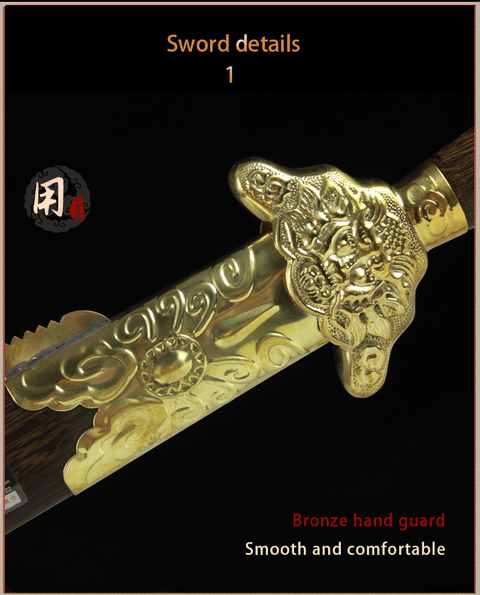 COOLKATANA Dragon Head Tai Chi Chinese Sword with Bronze Hand Guard-SL-8008-1-U