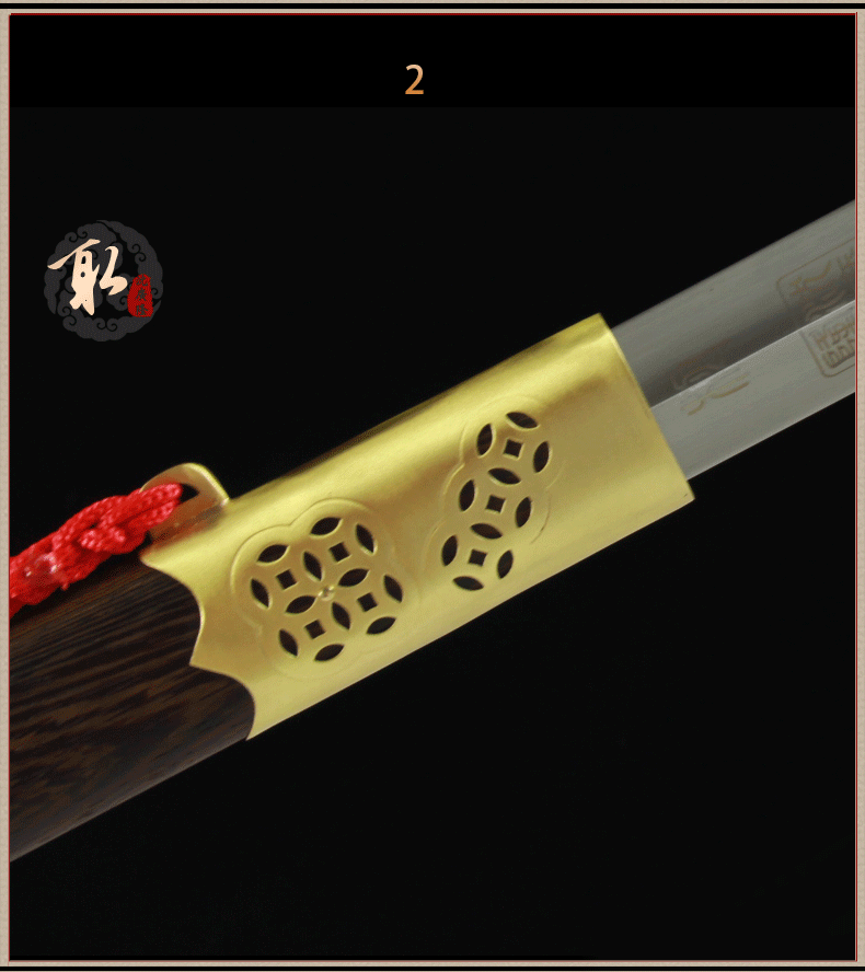 Handmade Chinese Sword Copper Coin Tai Chi Jian Longquan Sword Rosewoo 