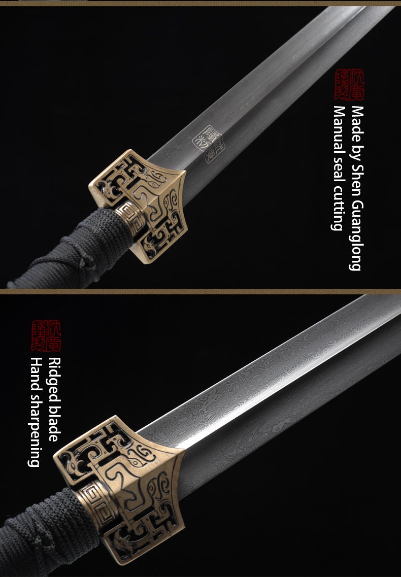 Handmade Chinese Sword Hanfeng Tai Chi Jian Two-Handed Sword Folded Steel Longquan Sword 