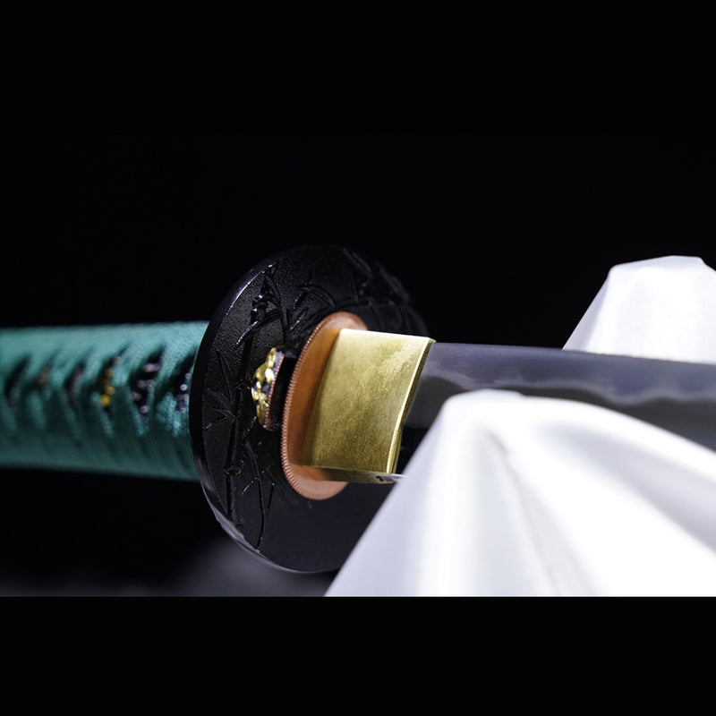 Hand Forged Japanese Samurai Katana Sword Smelted Steel Blade Clay Tempered Iron Tsuba 