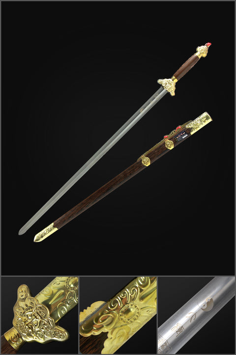 COOLKATANA Chinese Sword Dragon Head Tai Chi Jian Stainless Steel Martial Arts Sword Longquan Sword-SL-8008-1-U