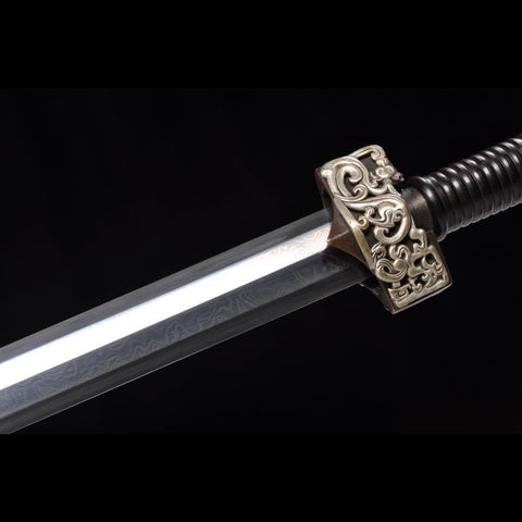Handmade Chinese Sword Silver Dragon Han Jian Folded Steel Eight-sided Blade-COOLKATANA-SL-6033-U