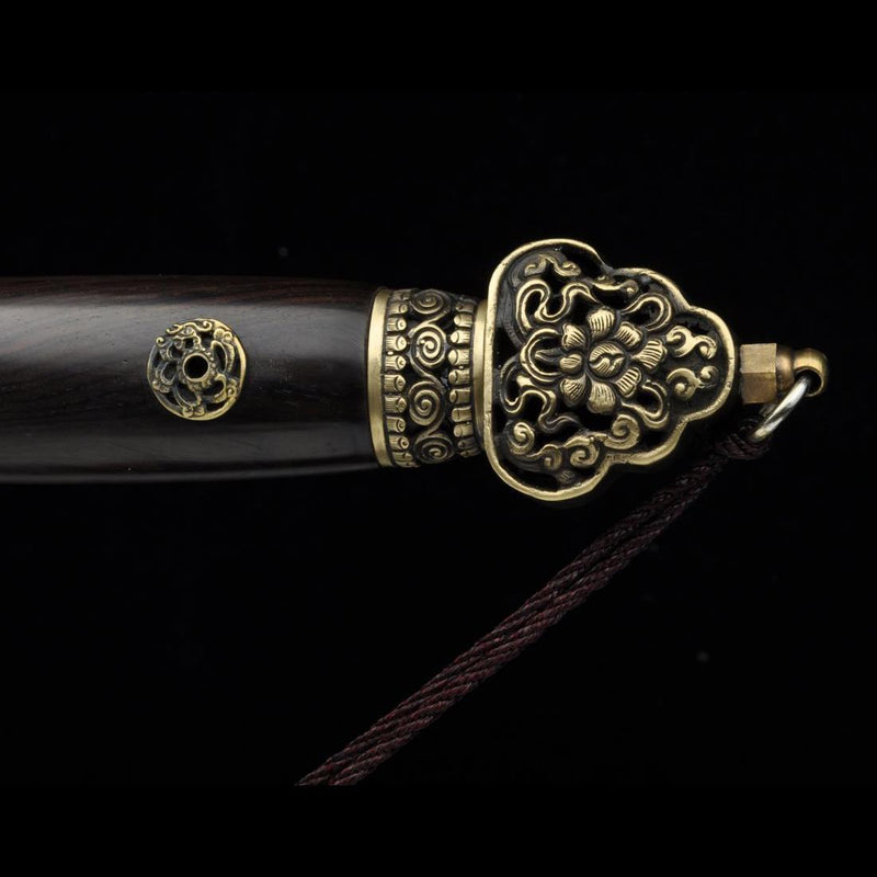 Handmade Chinese Sword Yin Yang Eight Immortals Jian Folding Steel Ebo 