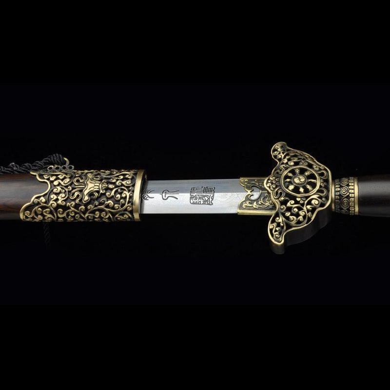 Handmade Chinese Sword Yin Yang Eight Immortals Jian Folding Steel Ebo 