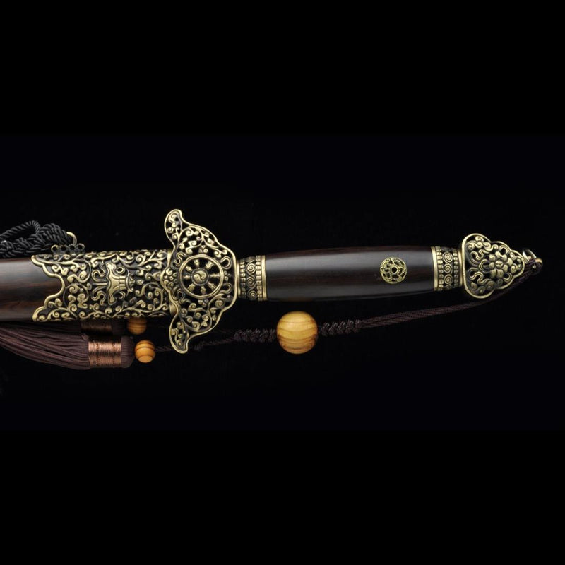 Handmade Chinese Sword Yin Yang Eight Immortals Jian Folding Steel Ebo 
