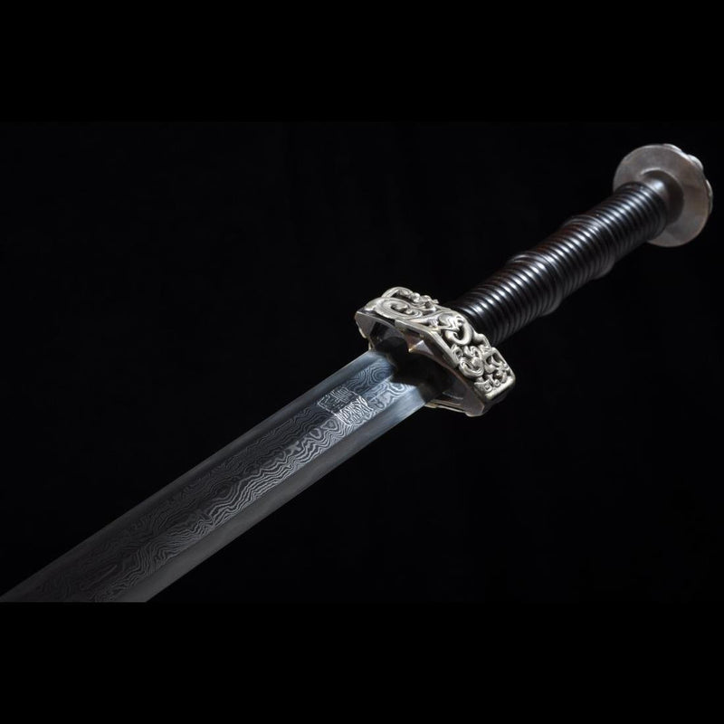 Handmade Chinese Sword Silver Dragon Han Jian Folded Steel Eight-sided 