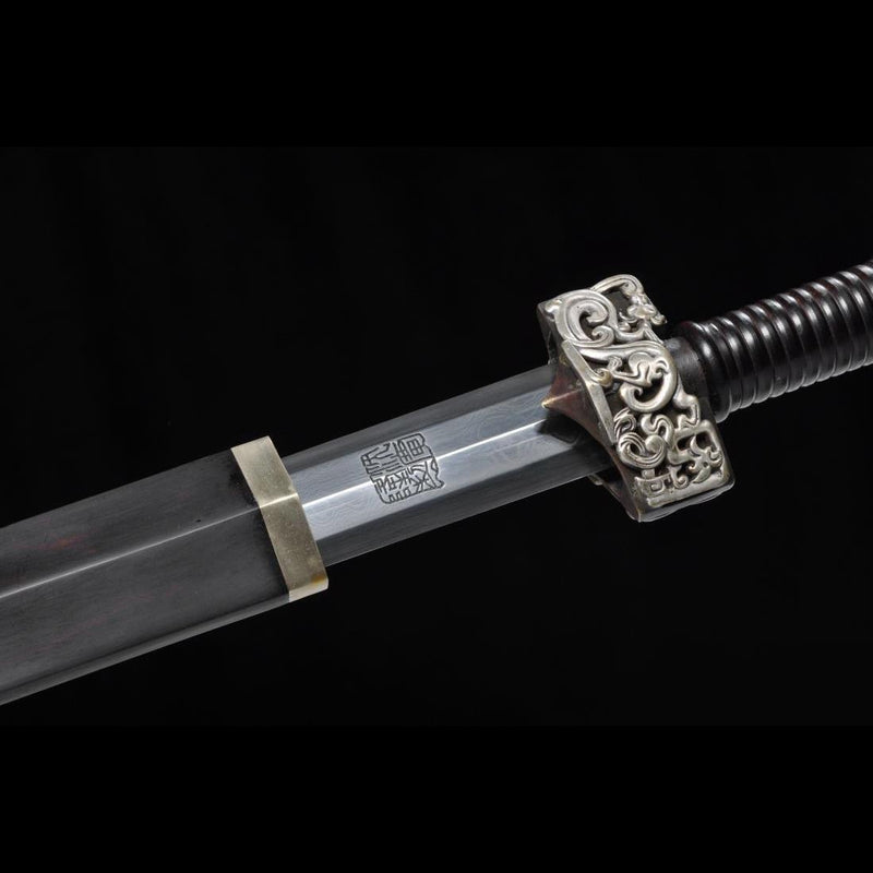 Handmade Chinese Sword Silver Dragon Han Jian Folded Steel Eight-sided 