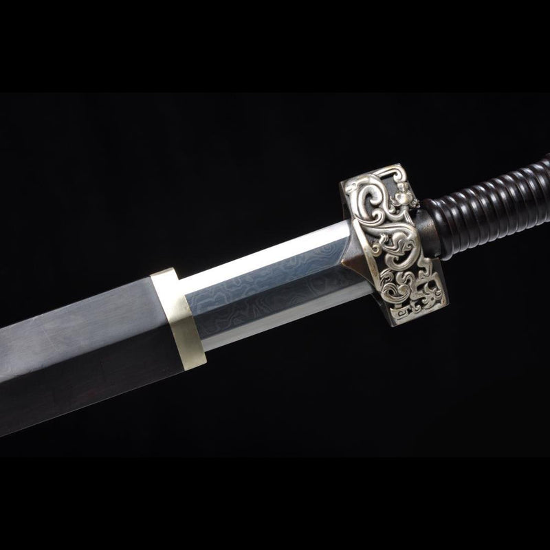 Handmade Chinese Sword Silver Dragon Han Jian Folded Steel Eight-sided 