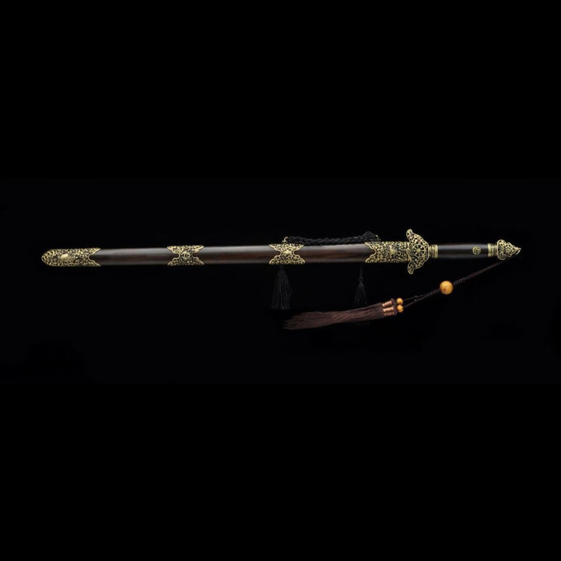 Handmade Chinese Sword Yin Yang Eight Immortals Jian Folding Steel Ebo 