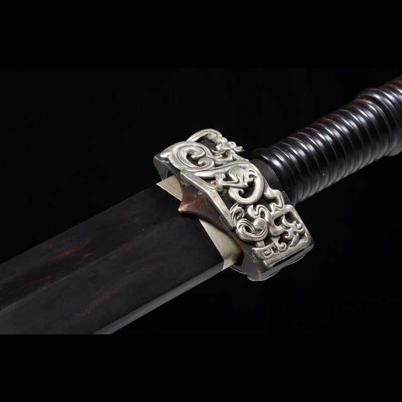 Handmade Chinese Sword Silver Dragon Han Jian Folded Steel Eight-sided 