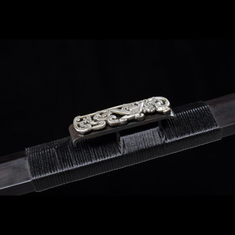 Handmade Chinese Sword Silver Dragon Han Jian Folded Steel Eight-sided 