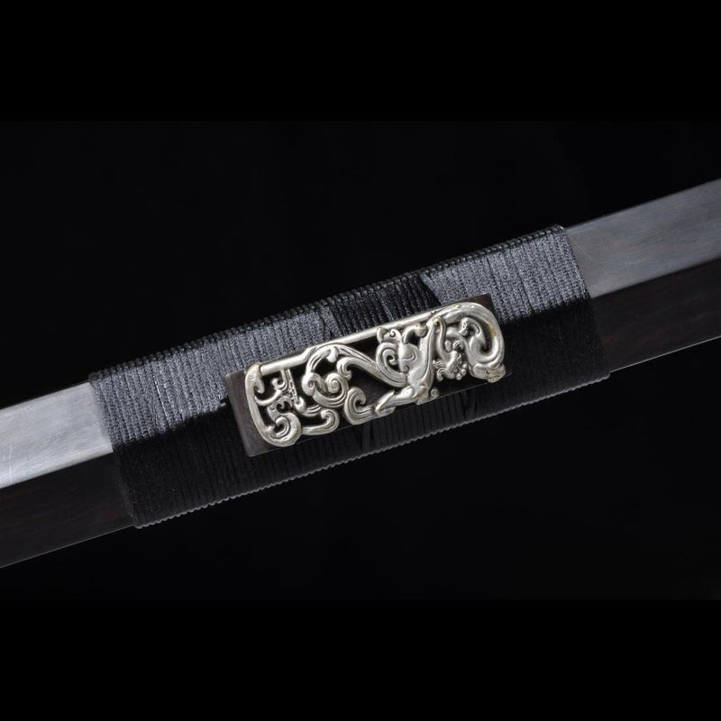 Handmade Chinese Sword Silver Dragon Han Jian Folded Steel Eight-sided 