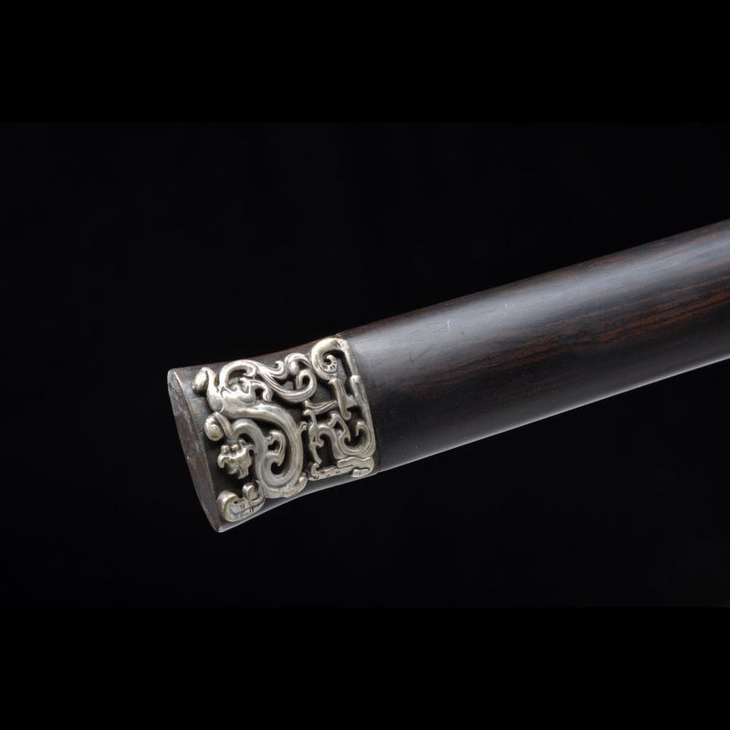 Handmade Chinese Sword Silver Dragon Han Jian Folded Steel Eight-sided 