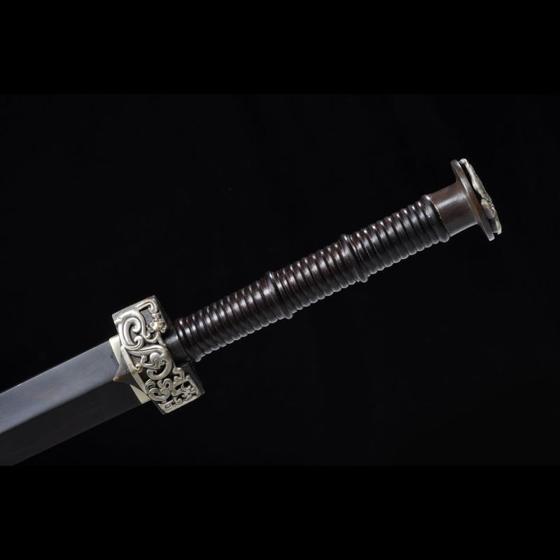Handmade Chinese Sword Silver Dragon Han Jian Folded Steel Eight-sided 