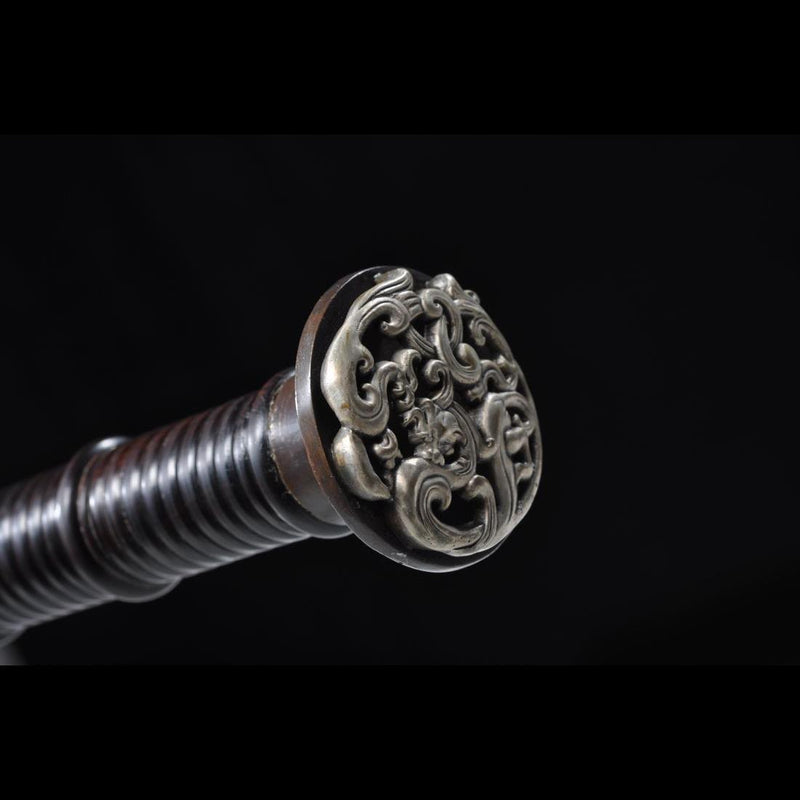 Handmade Chinese Sword Silver Dragon Han Jian Folded Steel Eight-sided 