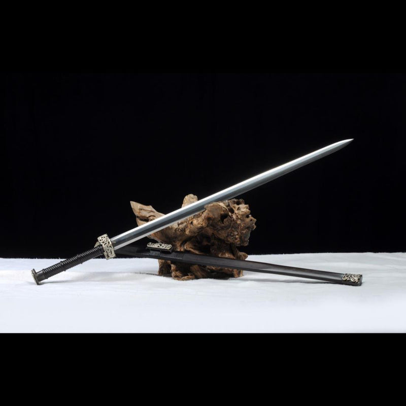 Handmade Chinese Sword Silver Dragon Han Jian Folded Steel Eight-sided 