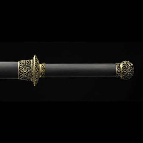 Handmade Chinese Sword Dragon Growl Sword Folded Steel Blade Hand Polished Ebony Scabbard-COOLKATANA-SL-3016-U