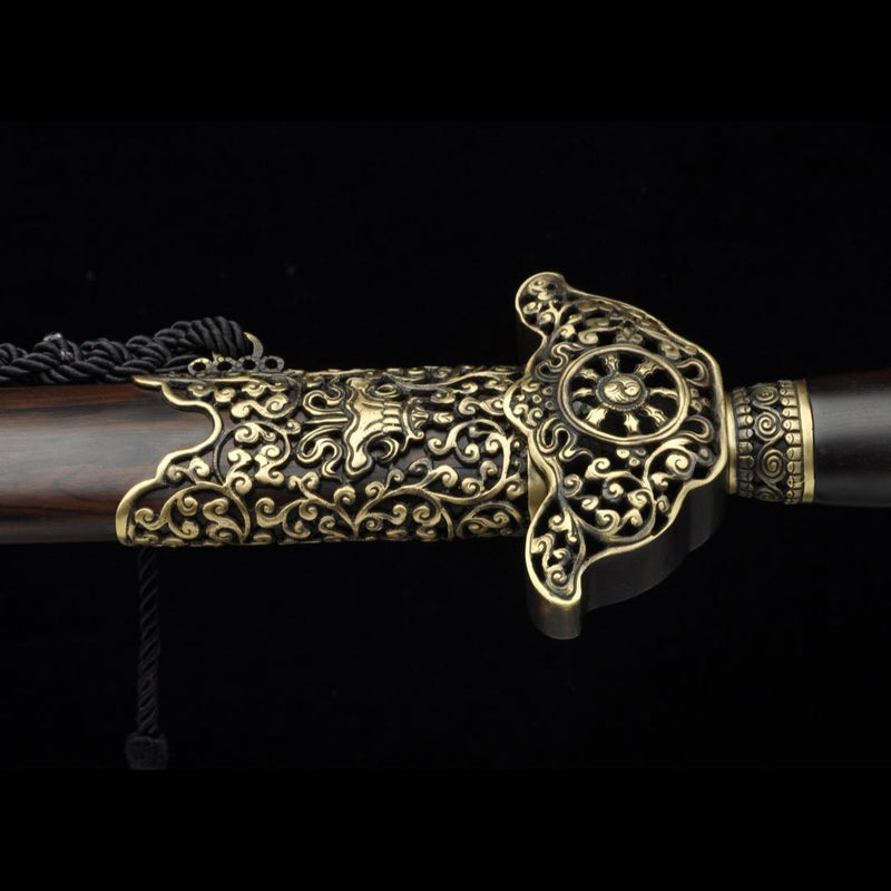 Handmade Chinese Sword Yin Yang Eight Immortals Jian Folding Steel Ebo 
