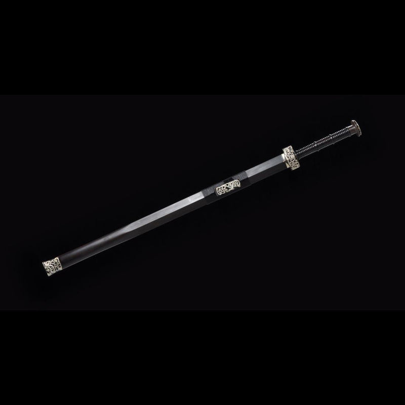 Handmade Chinese Sword Silver Dragon Han Jian Folded Steel Eight-sided 