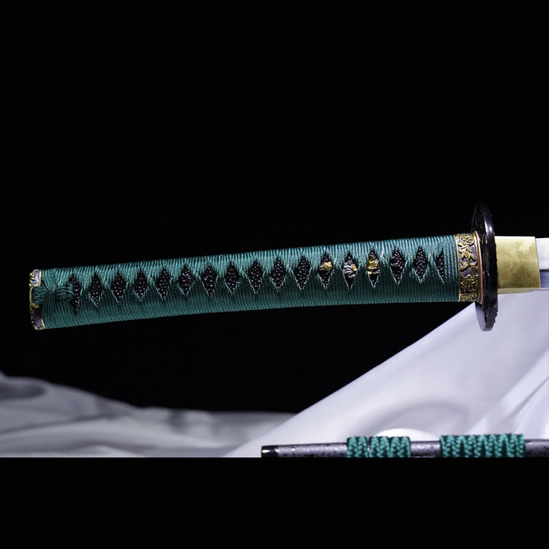 Hand Forged Japanese Samurai Katana Sword Smelted Steel Blade Clay Tempered Iron Tsuba 