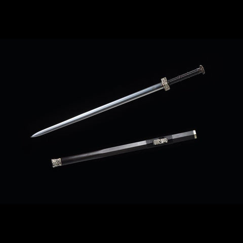 Handmade Chinese Sword Silver Dragon Han Jian Folded Steel Eight-sided Blade-COOLKATANA-SL-6033-U