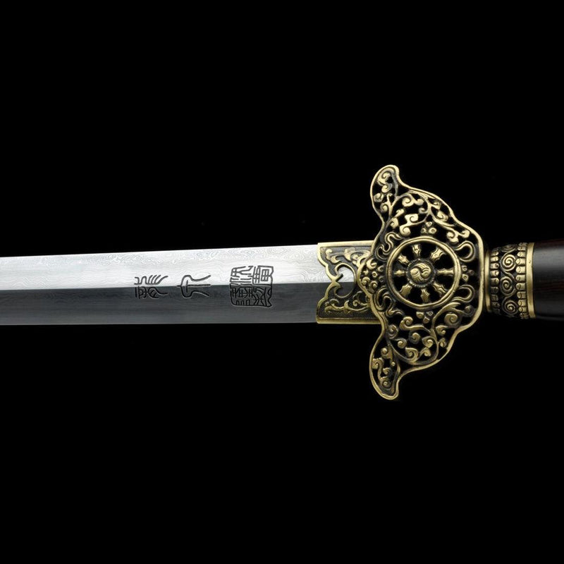 Handmade Chinese Sword Yin Yang Eight Immortals Jian Folding Steel Ebo 