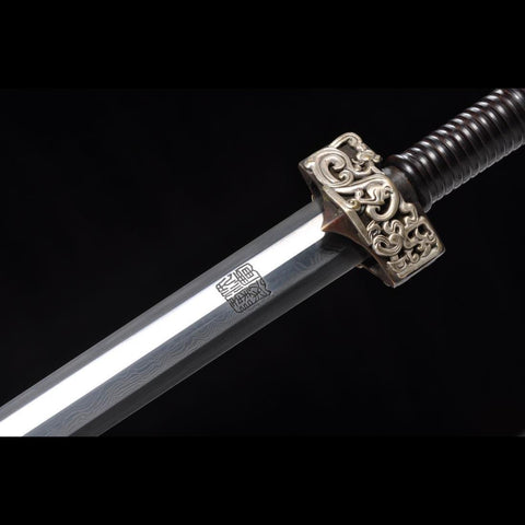 Handmade Chinese Sword Silver Dragon Han Jian Folded Steel Eight-sided Blade-COOLKATANA-SL-6033-U