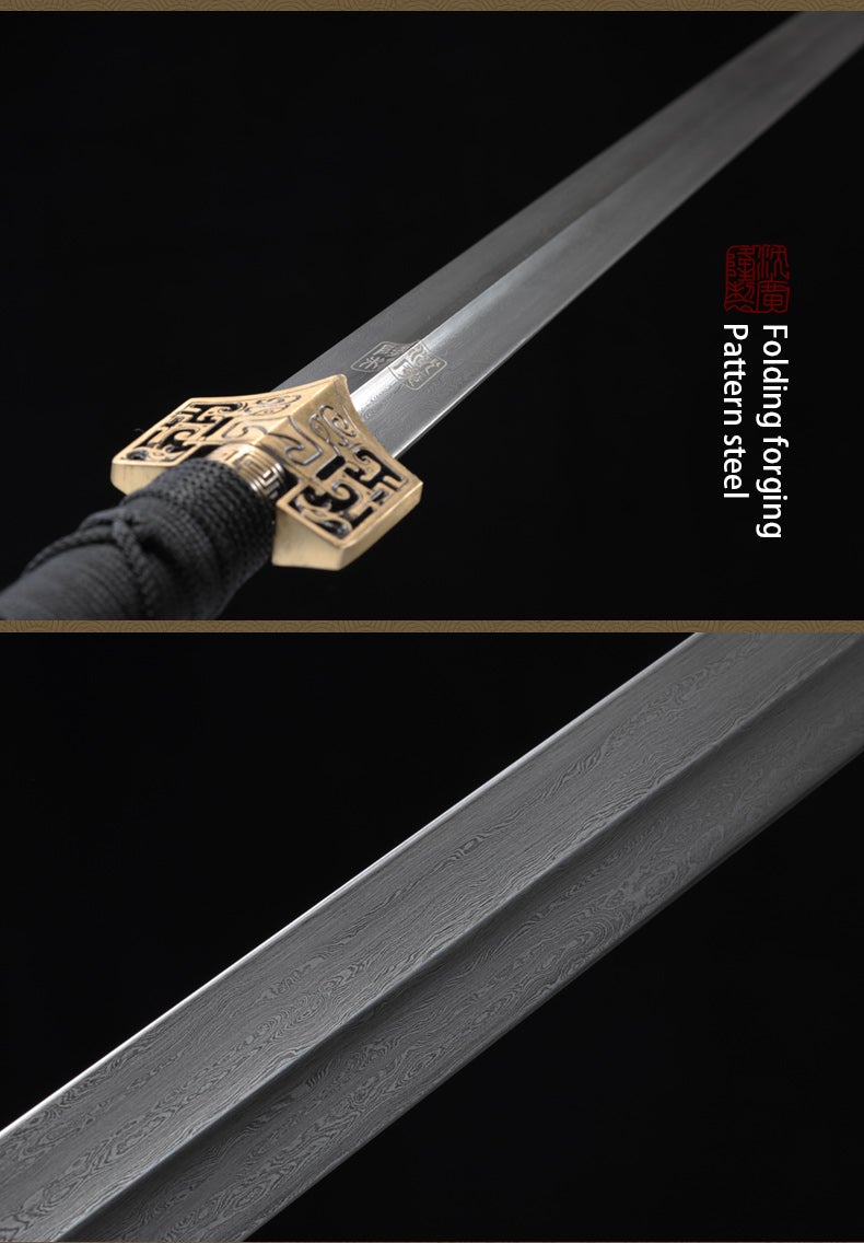 Handmade Chinese Sword Hanfeng Tai Chi Jian Two-Handed Sword Folded Steel Longquan Sword 