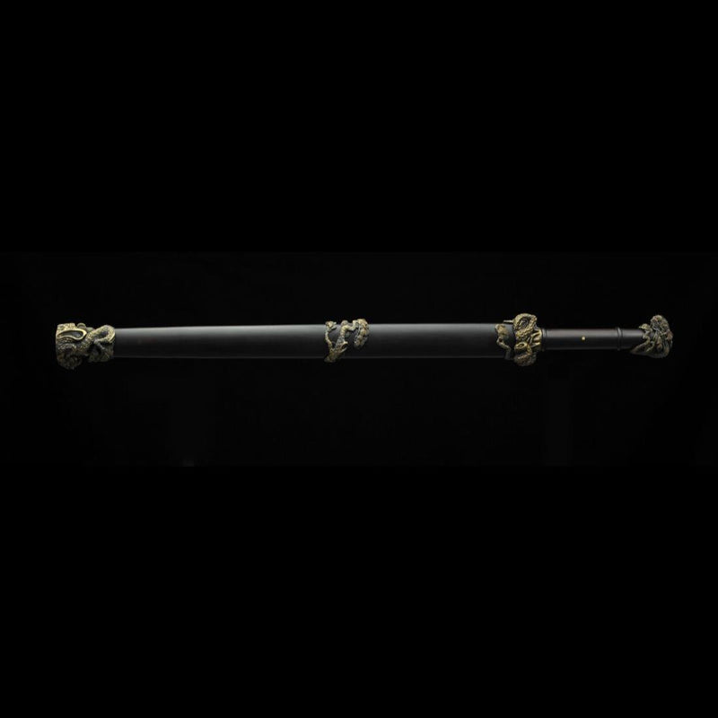 Handmade Chinese Sword TieBing Sword Hand Carved Pine Trees Folded Ste 