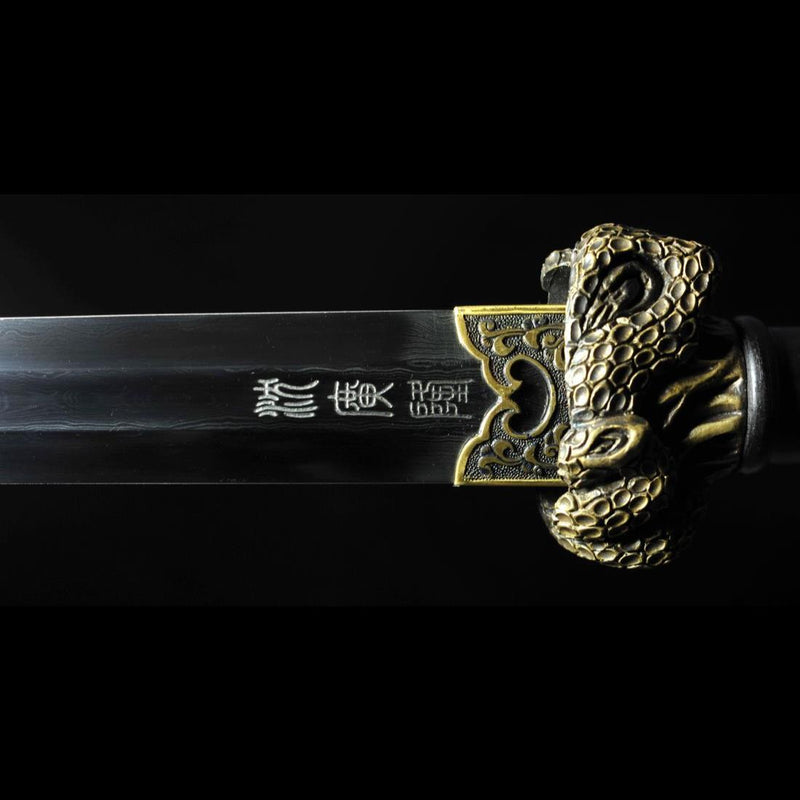 Handmade Chinese Sword TieBing Sword Hand Carved Pine Trees Folded Ste 