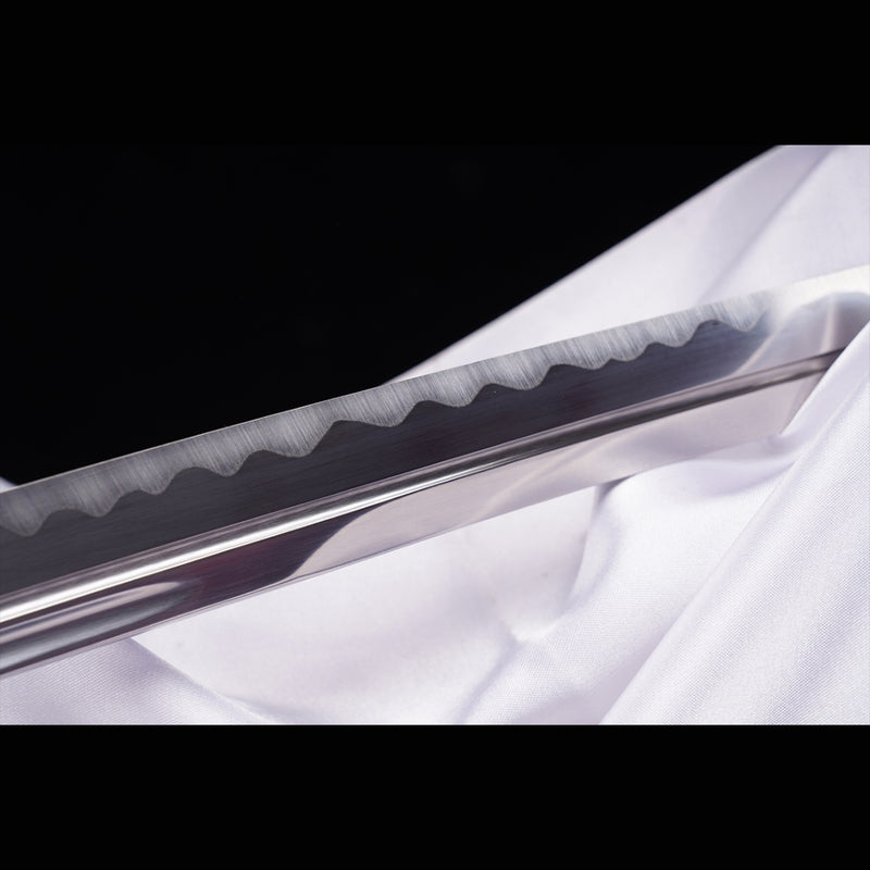 Handgeschmiedetes japanisches Samurai-Katana-Schwert Mangan-Stahl-Klinge Ton-gehärtetes Messing Tsuba - COOLKATANA 