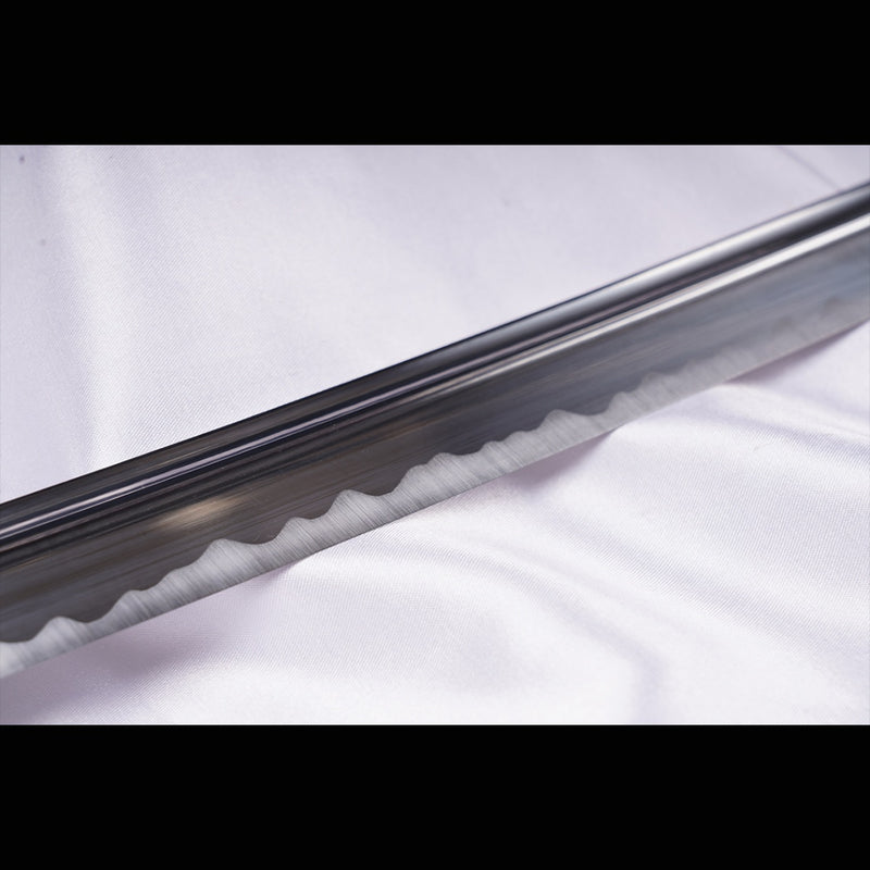 Handgeschmiedetes japanisches Samurai-Katana-Schwert Mangan-Stahl-Klinge Ton-gehärtetes Messing Tsuba - COOLKATANA 