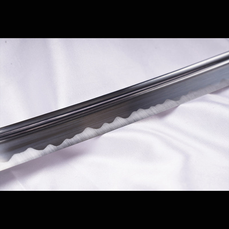 Handgeschmiedetes japanisches Samurai-Katana-Schwert Mangan-Stahl-Klinge Ton-gehärtetes Messing Tsuba - COOLKATANA 