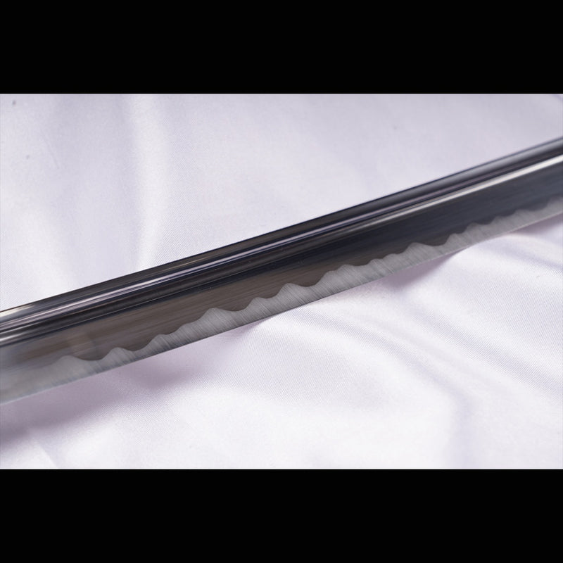 Handgeschmiedetes japanisches Samurai-Katana-Schwert Mangan-Stahl-Klinge Ton-gehärtetes Messing Tsuba - COOLKATANA 