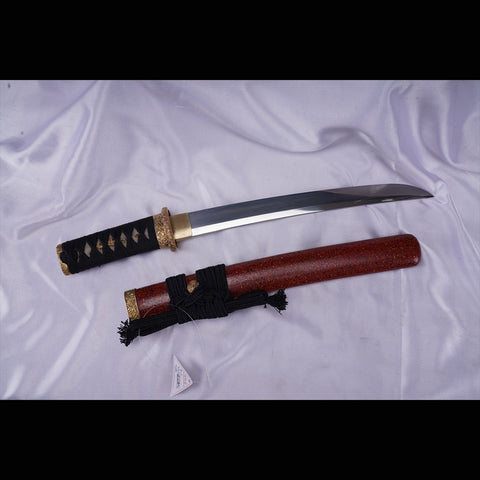 Hand Forged Japanese Tanto Sword Short Sword T10 Steel Clay Tempered Copper Tsuba-COOLKATANA-ZS-0091-U