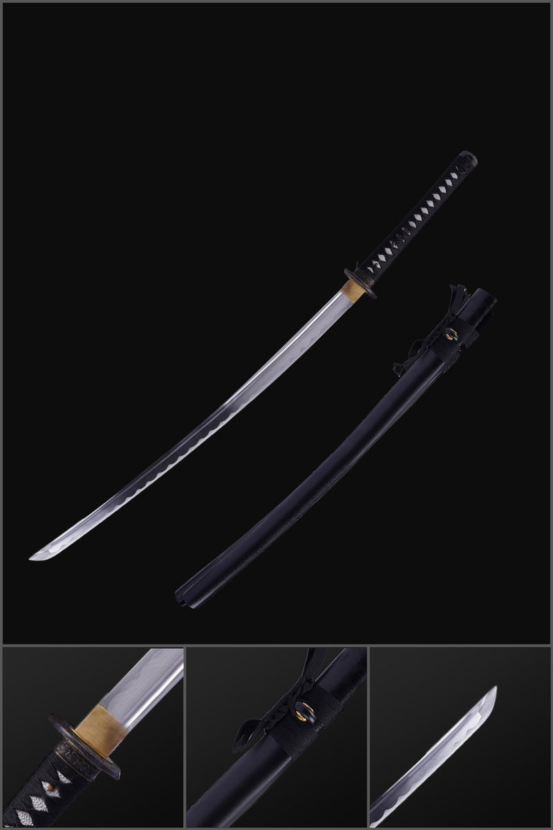 Handgeschmiedetes japanisches Samurai-Katana-Schwert, Klinge aus 1045er-Stahl, ölgehärtete Tsuba-Legierung 