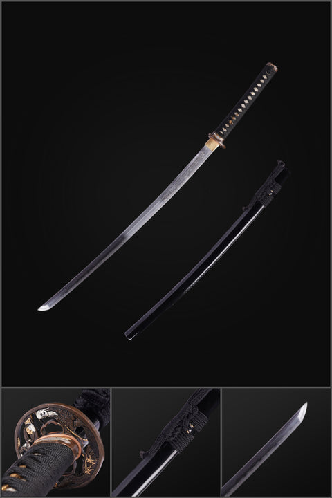 Hand Forged Japanese Samurai Sword Folded Steel Clay Tempered Gold Plated Copper/Silver Plated Copper Tsuba-COOLKATANA-ZS-0029-U