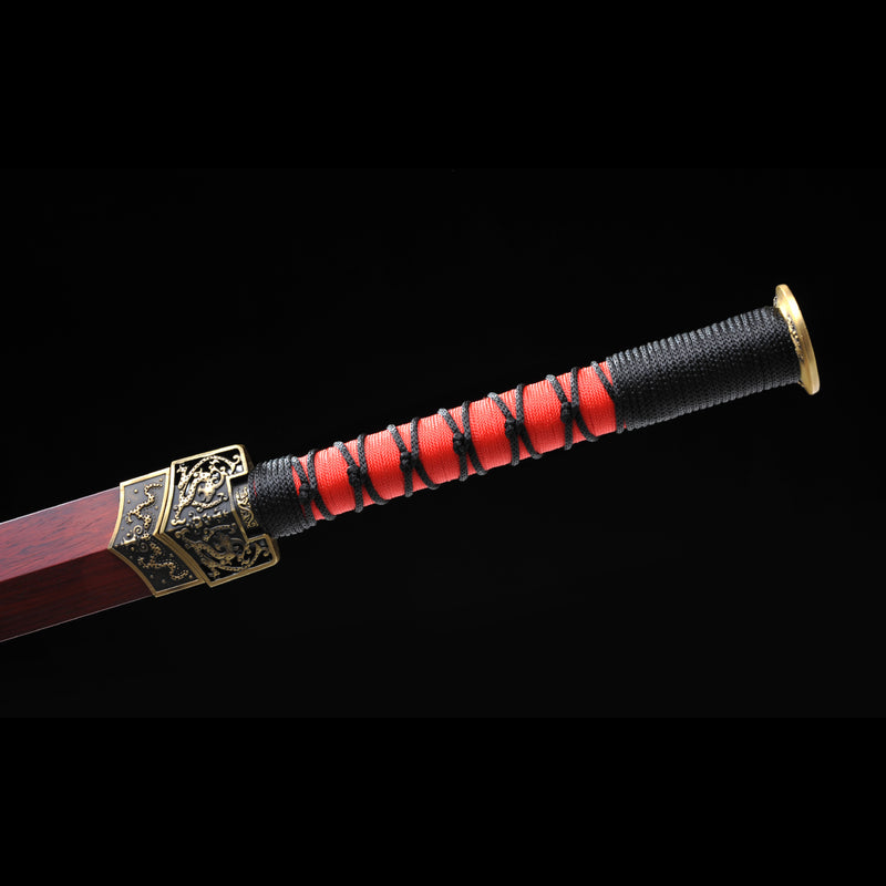 Handmade Chinese Sword Double Dragon Han Jian Folded Steel Eight-Sides 