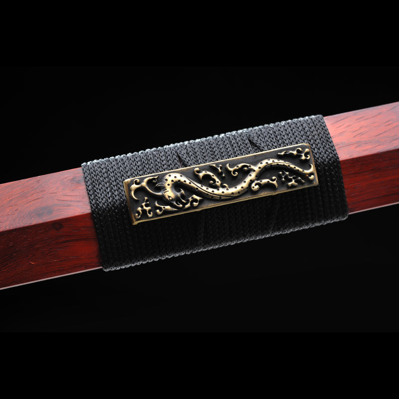 Handmade Chinese Sword Double Dragon Han Jian Folded Steel Eight-Sides 