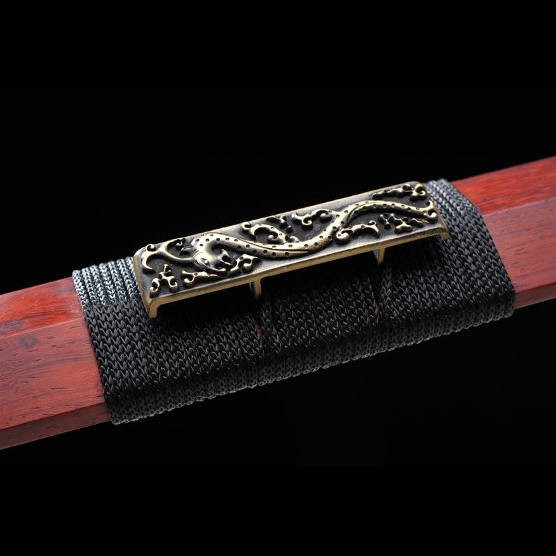 Handmade Chinese Sword Double Dragon Han Jian Folded Steel Eight-Sides 