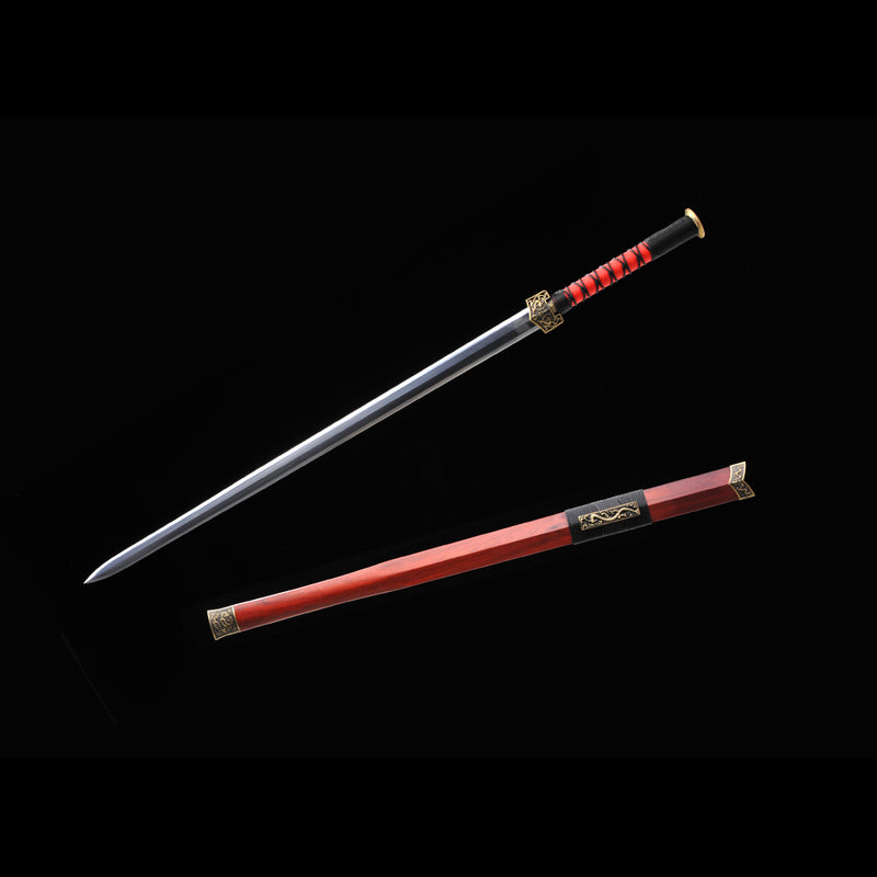 Handmade Chinese Sword Double Dragon Han Jian Folded Steel Eight-Sides 