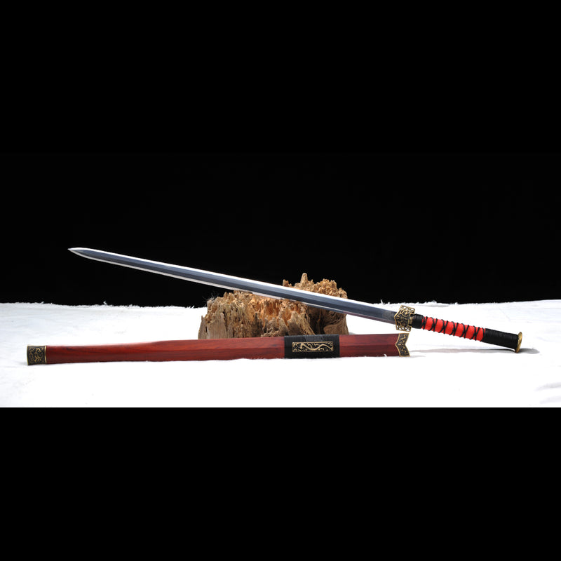 Handmade Chinese Sword Double Dragon Han Jian Folded Steel Eight-Sides 